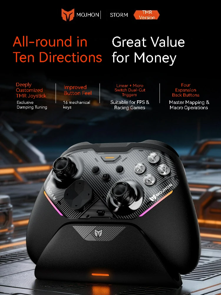 MOJHON STORM ワイヤレスコントローラー MOJHON Storm Wireless Gaming Controller Tri-Mode BT/2.4G/Wired TMR