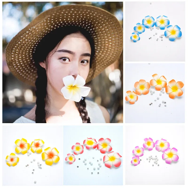 20Pcs Plumeria Hawaiian Foam Frangipani Flower Artificial Silk Fake EGG Flower For Wedding Party Decoration