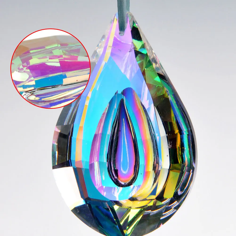

2Pcs Crystal Pendant Decoration 38Mm Water Drop Style Vibrant Hanging Crystal for DIY Jewelry Crafts Home Garden Wall Door