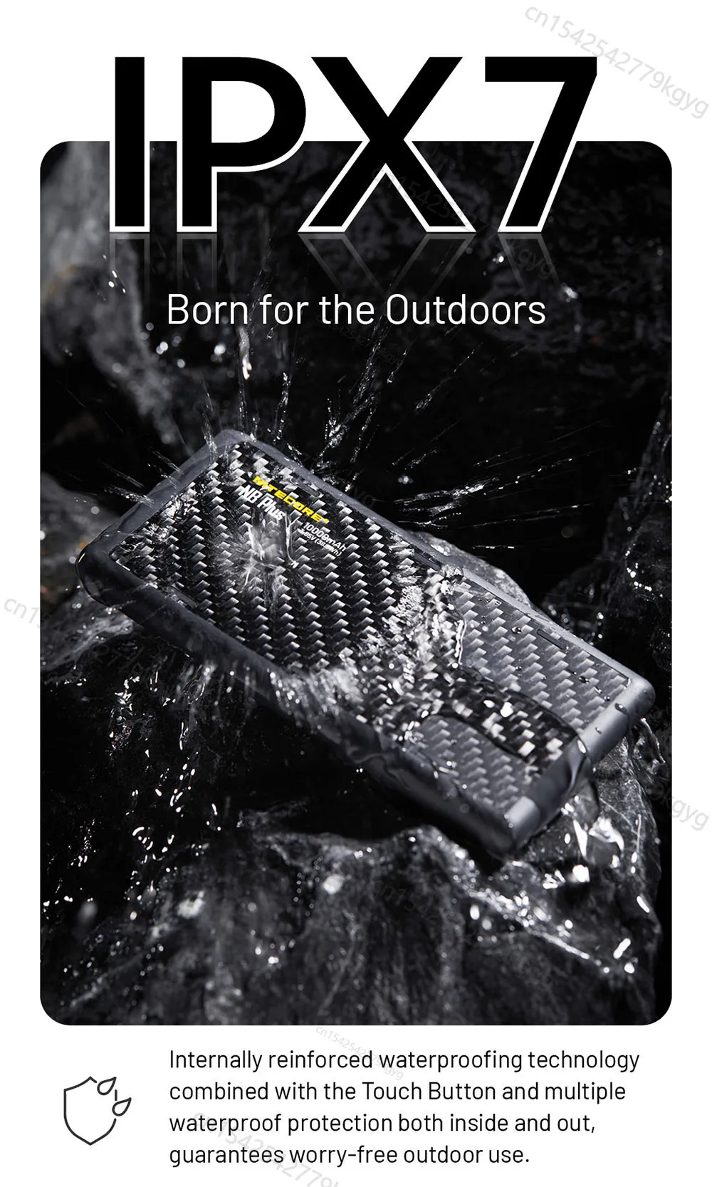 NITECORE NB Plus باور بانك 10000 مللي أمبير في الساعة باور بانك IPX7 مقاوم للماء 22.5 وات USB-C شحن سريع QC3.0 مخرج للهواتف الذكية الخارجية