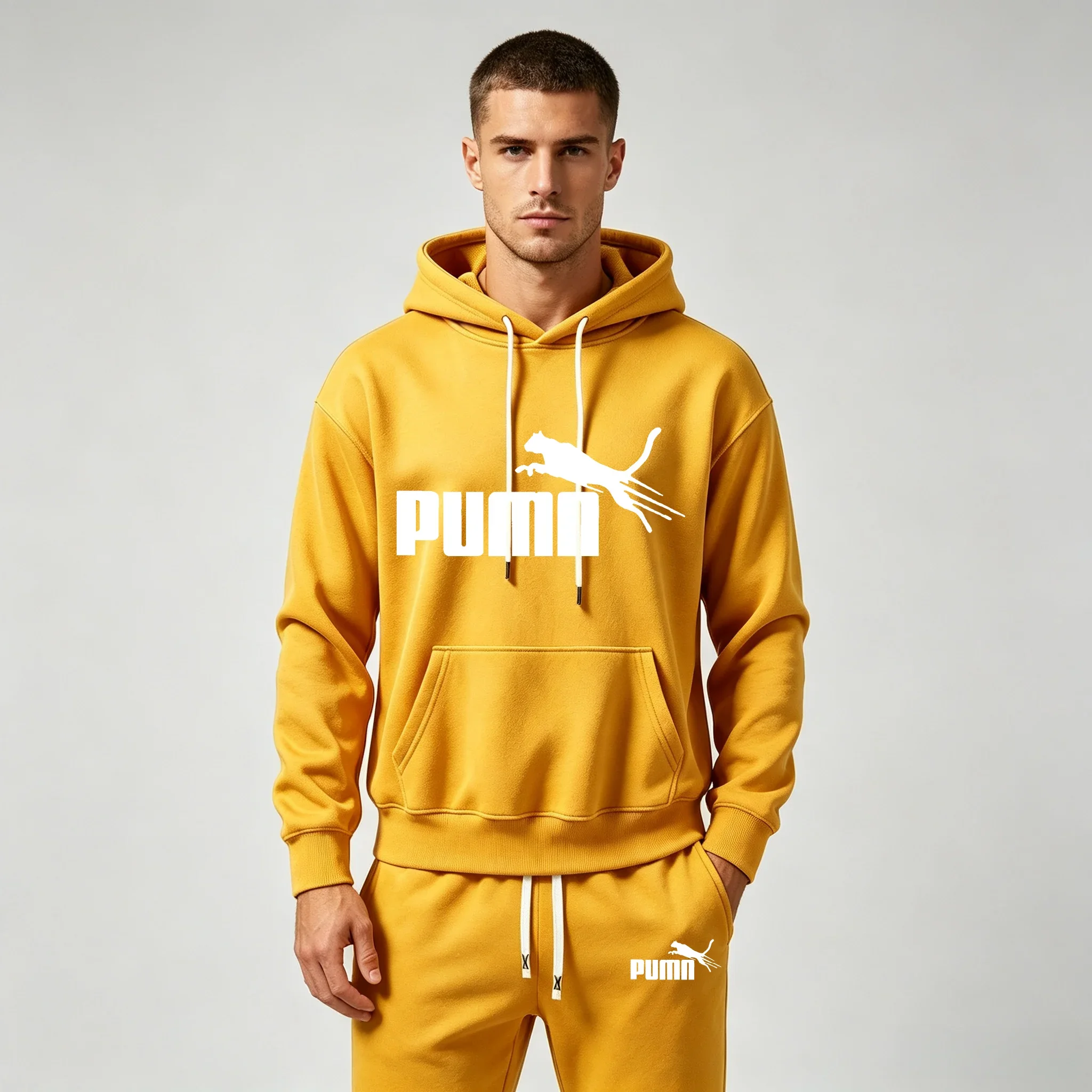 Men's Pieces Tracksuit Letter Print Hoodie+Jogger Pants Set Casual Streetwear Hooded Sweatshirt Suit Autumn Winter Sports Men gallery 3