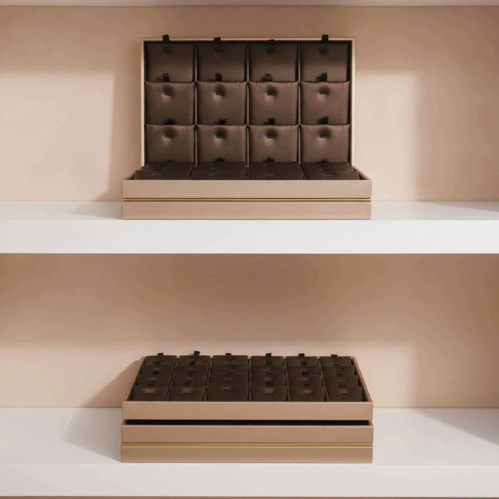 Jewelry Display Tray PU Leather Jewelry Organizer Tray Drawer Insert Rectangular Elegant for Jewelers, Showcases