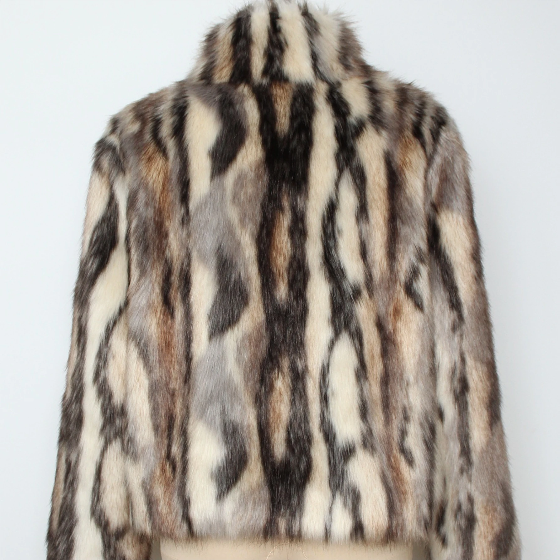 Frauen Streifen Kurze Faux Fuchs Pelz Jacke Stehen Lose Plüsch Mantel Langarm Stilvolle Pelzigen Jacken Winter Warme Flauschige Strickjacken