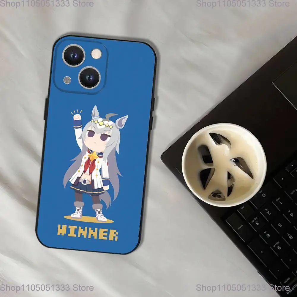 حافظة هاتف Uma Musume Pretty Derby لهاتف iPhone 17,16,15,14,13,12,11,Pro,XS,Max,XR,Plus,E,SE4,غطاء ناعم أسود صغير