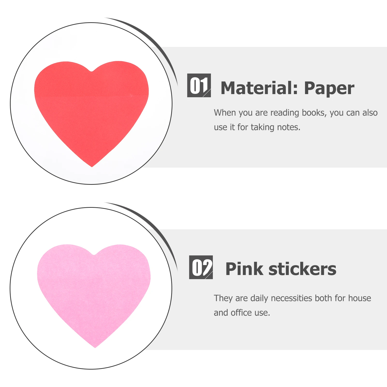 

6pcs Heart Shaped Desk Accessories Creative Memo Pads Office Index Stickers Writing Paper Notebooks Lightweight