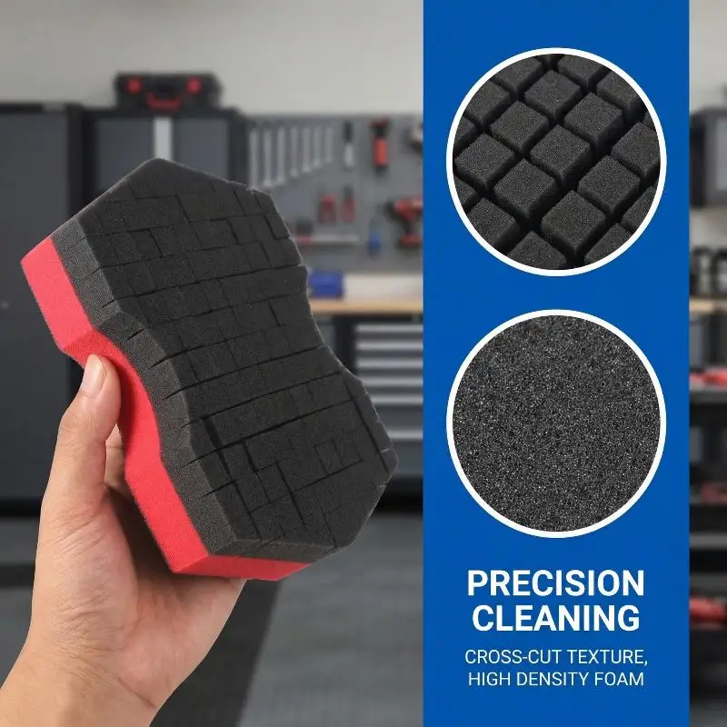 Double Side Red Black Sponge 2.0 Advanced Car Detailing Sponge Better Grip for Cleaning Cracks and Grooves