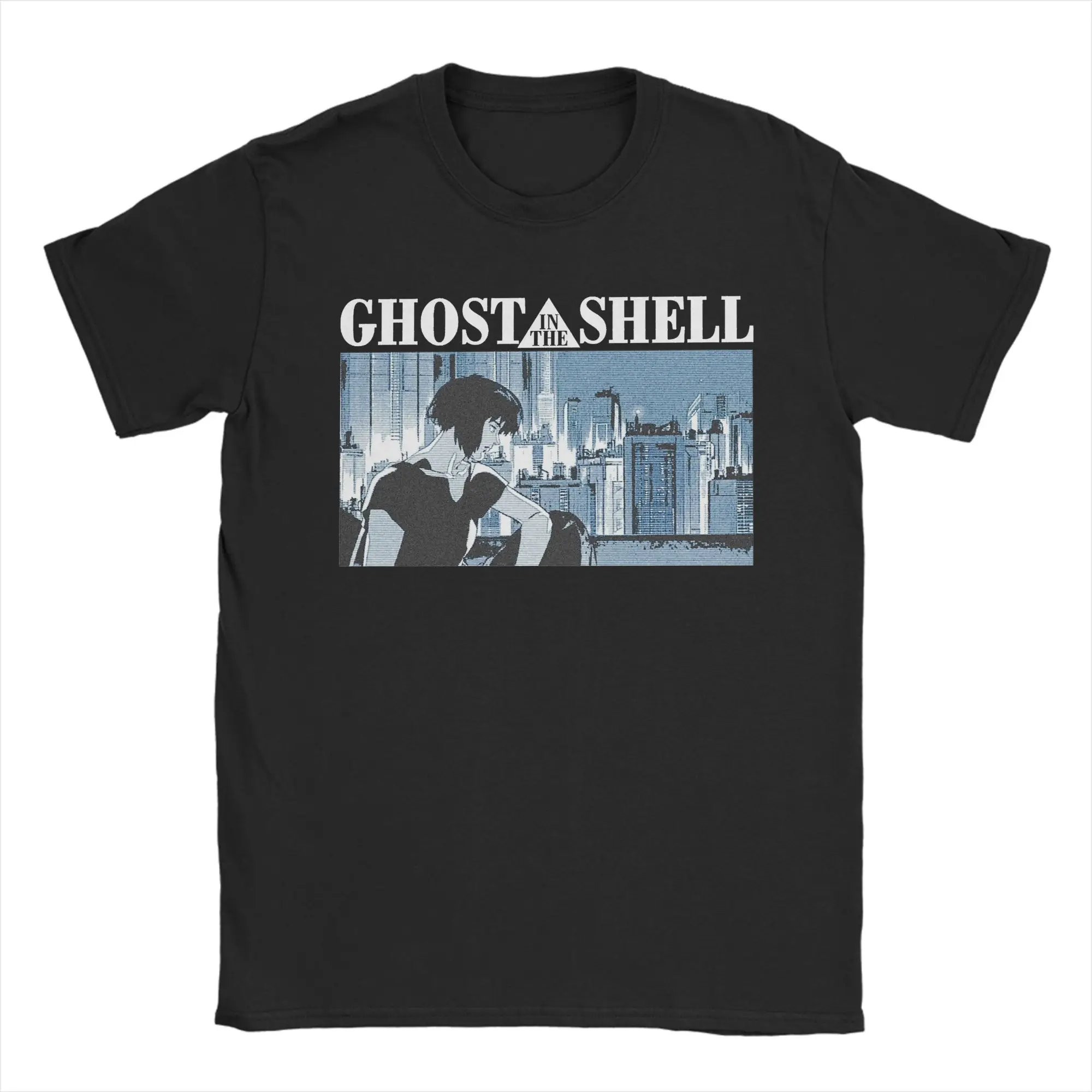 Camisetas novedosas Ghost in the Shell para hombre, camisetas de algodón con cuello redondo, camiseta de manga corta de Anime, camisetas con idea de regalo