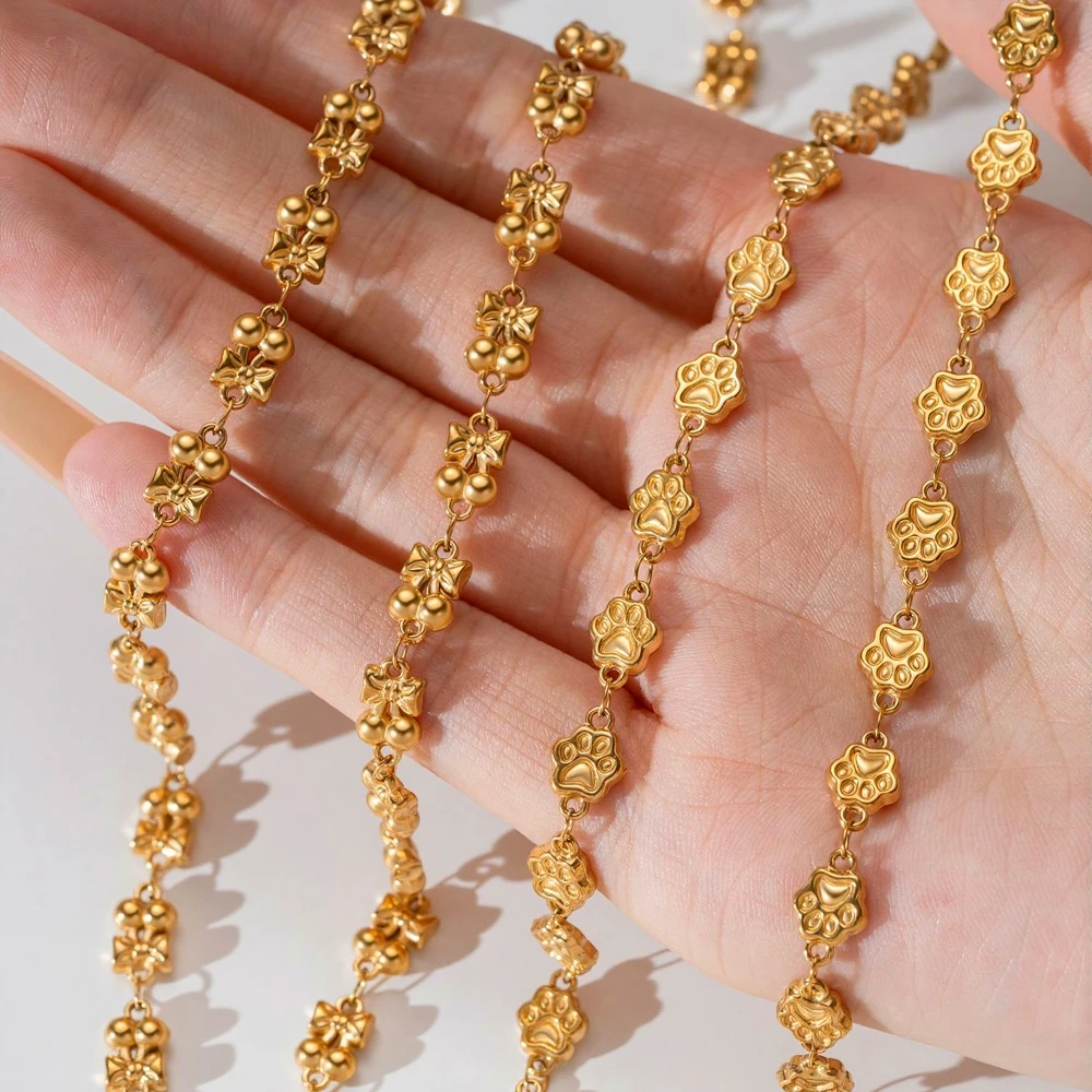 1 Meter Edelstahl-Bärenklauenkette für DIY-Halsketten, Armbänder, Kirschgliederketten, Schmuckherstellung, Bastelbedarf, Großpackung, kein Ausbleichen – Detail 4