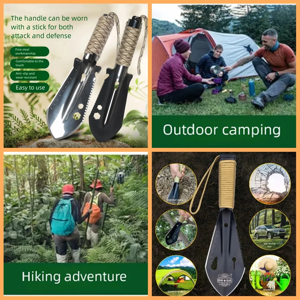 

Многофункциональная портативная садовая лопатка для улицы с веревкой, инструмент для посадки и копания, мини-лопатка для бонсай