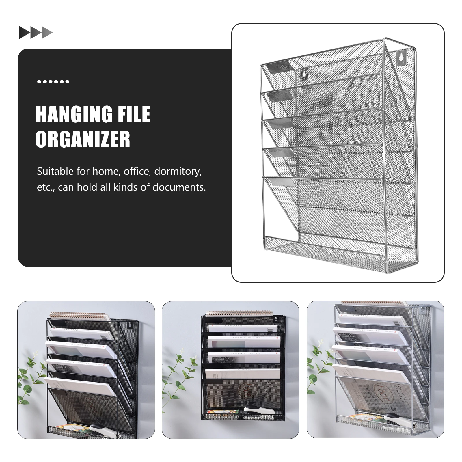 

Wall Mounted File Rack Stackable Holder Organizer Mounting Magazine Multifunction Office