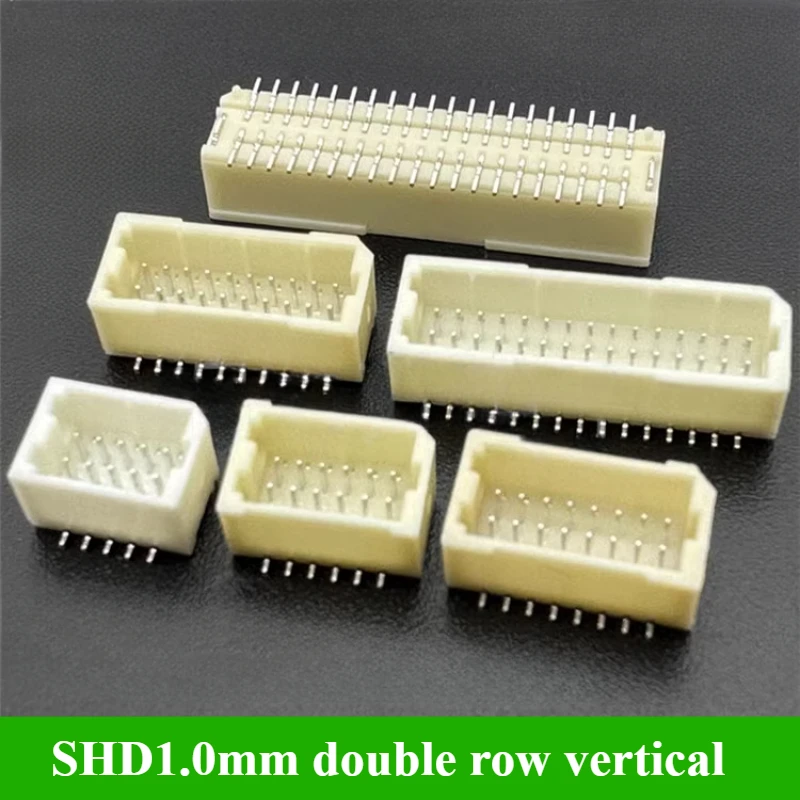 5/10/30/50/100Pcs/lot SHD1.0mm double row vertical Connector 2*5P/6P/8P/10P/15P/20P Vertical Type Socket Shell