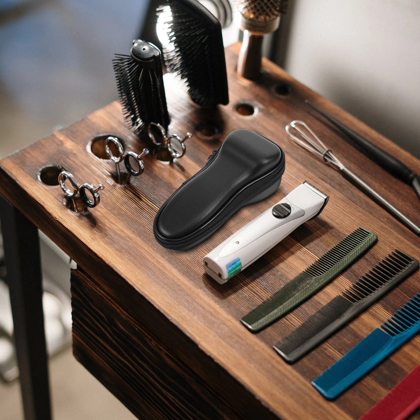 1 قطعة حالة السفر الحلاقة المحمولة ماكينة حلاقة حقيبة التخزين سحاب عازل للماء للصدمات خفيفة الوزن الأسود ماكينة حلاقة حقيبة تخزين الحلاقة #5