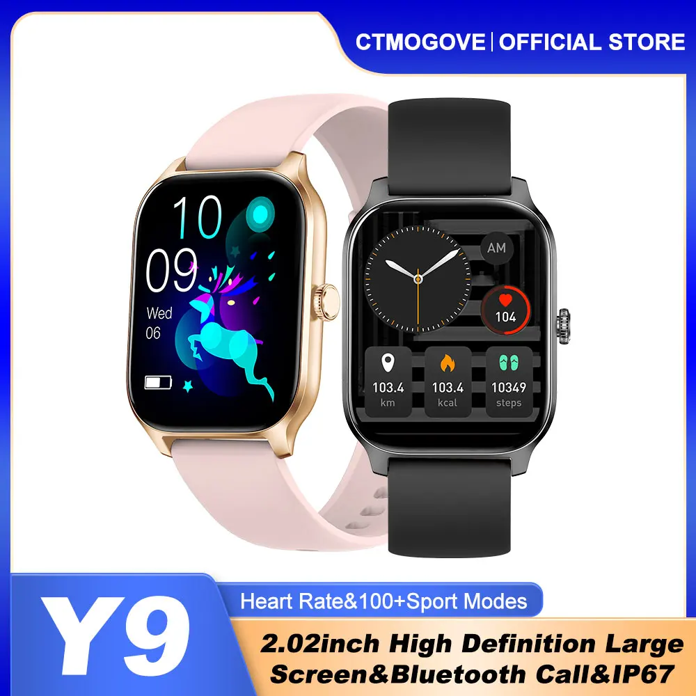 Smart Watch Y9 Bluetooth Call 100+Sport Mode Fitness Tracker Blood Oxygen Heart Rate Menstrual Monitoring AI Voice