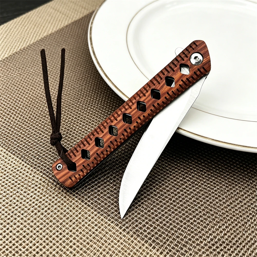 

VG10 Damascus Blade EDC Folding Pocket Knife, Lightweight Rosewood Handle, Hunting Camping Hiking Knife, Ideal Gift for Men