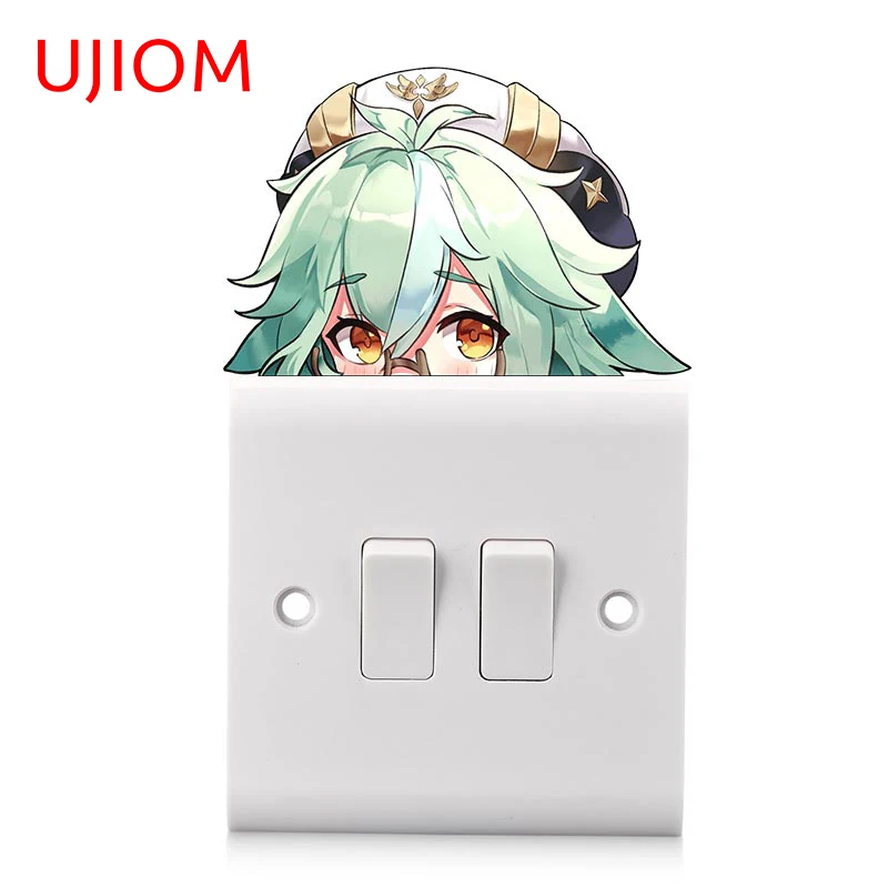 UJIOM 13cm X 9.5cm Genshin Impact Sucrose Peek Wall Sticker Scratch Proof Endearing Decal Cupboard Switch Refrigerator Graphics