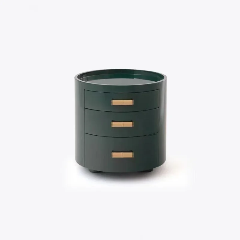 

Minimalist new household high-end solid wood paint bedside cabinet bedroom round chest cabinet