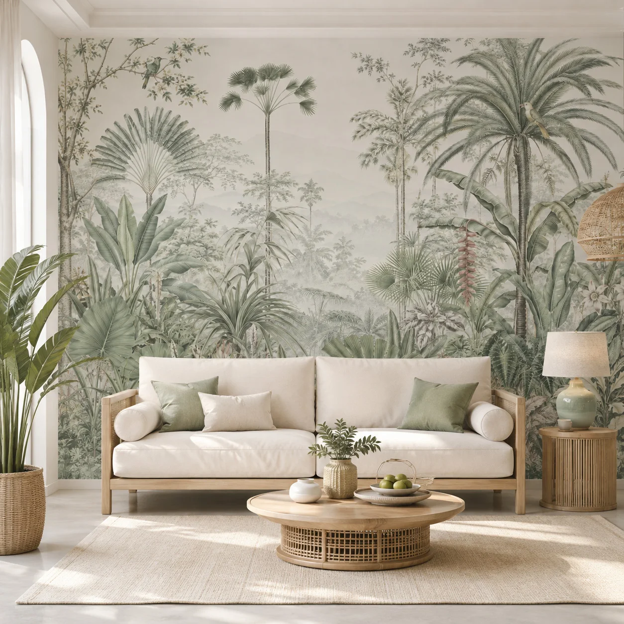 Tropical Jungle Wall Mural Vintage Botanical Palm Forest Wallpaper Non Self Adhesive Living Rooms Bedroom Natural Decor Wall Art