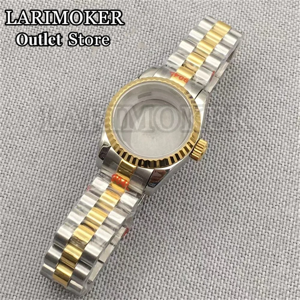 LARIMOKER 26mm silver gold watch case sapphire glass silver black green dial fit NH05 NH06 movement Ms. watch case