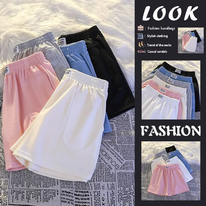 High Waist Sports Shorts Women's Comfortable Running Hot Pants Casual Home Leisure Polyester Fiber Thin Model Pocket Design