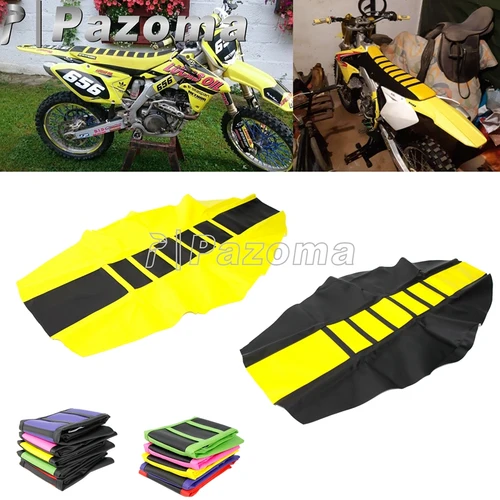 Funda de asiento suave con pinza acanalada a rayas para Motocross MX Enduro todoterreno para Honda Suzuki Kawasaki SX Suzuki Drz400 RMZ 250 65