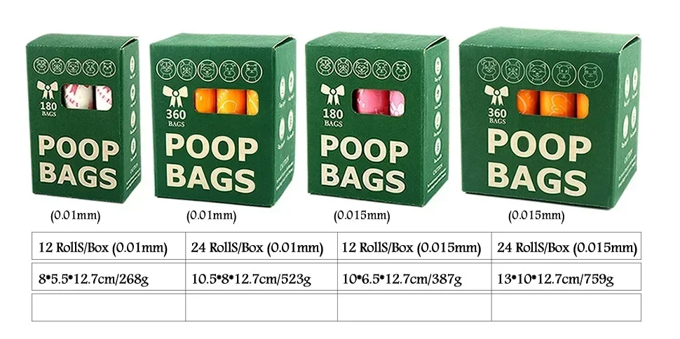 New Pet Biodegradable Trash Bag Dog Poop Bags Biobase Scented Poo Bag Degradable Cat Waste Bags Dog Poop Dispenser Gifts