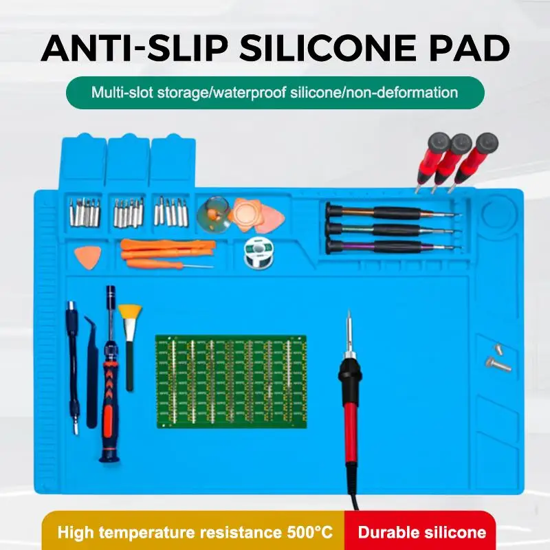Magnetic Anti Static Silicone Soldering Mat Heat Resistant Insulation Pad Phone Electronic Repair Workbench Mat