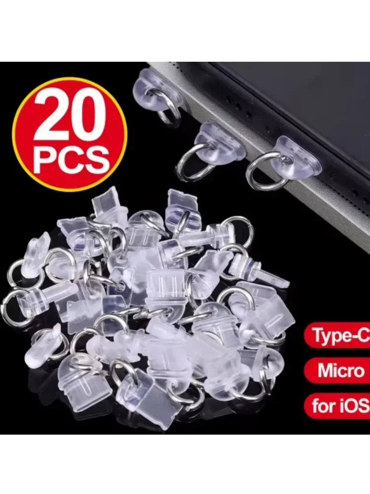 Bouchons Anti-poussière transparents pour Port de Charge, pour IOS, prise Jack 3.5MM de Type C, capuchon de couverture USB pour téléphone portable, pour iPhone 17 16/Samsung