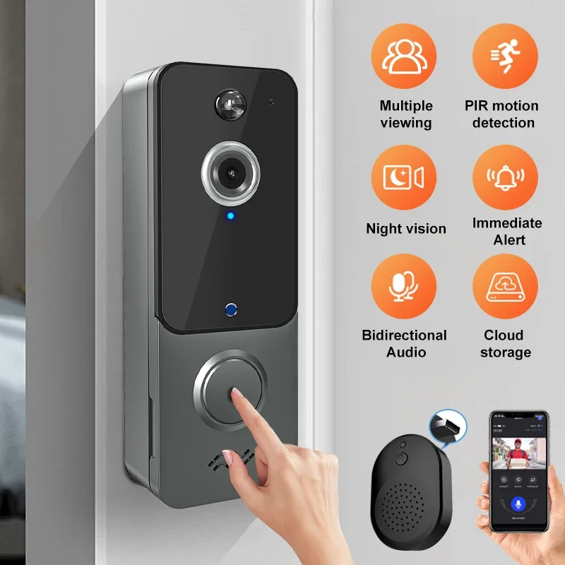 

Smart Home Video Intercom Wireless Doorbell 1080p Hd Wifi Night Vision Human Movement Detection For Home Security Alarm Camera