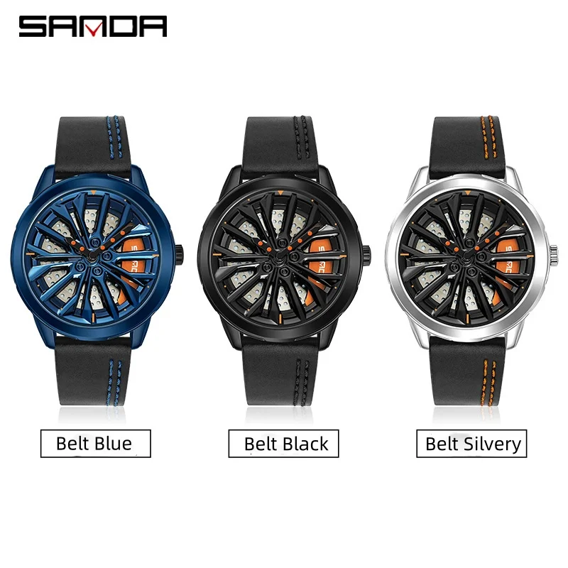 SANDA-reloj de cuarzo P1063 para hombre, cronógrafo de pulsera de cuero inoxidable, resistente al agua, de lujo, a la moda, ideal para regalo