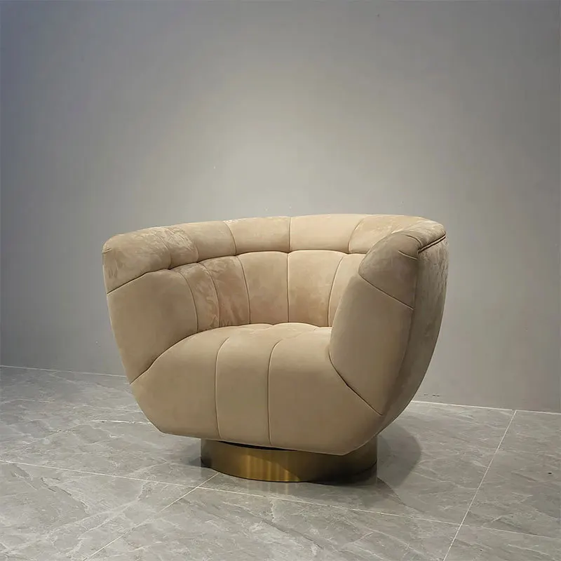 

Light Luxury Premium Velvet Rotatable Armchair Living Room Balcony Bedroom Model Room Single Leisure Sofa Chair