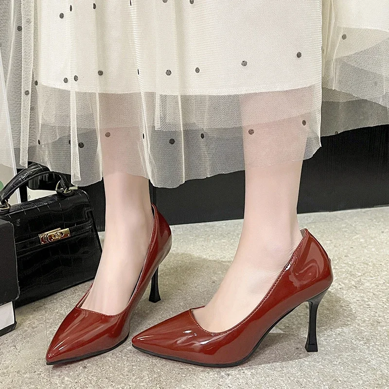 New Style Women's High Heels Shoes Pointed Toe  Plus Size  Night Club Professional Work Single Shoes Foreign Trade