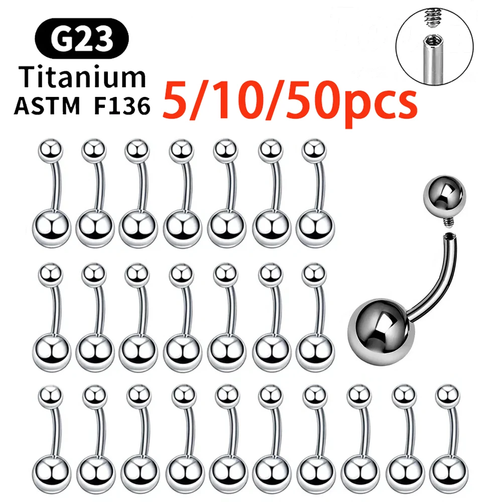 ASTM F136 G23 التيتانيوم الكلاسيكية جولة منحني الحديد مثير المرأة السرة ثقب الجسم مجوهرات 14 جرام