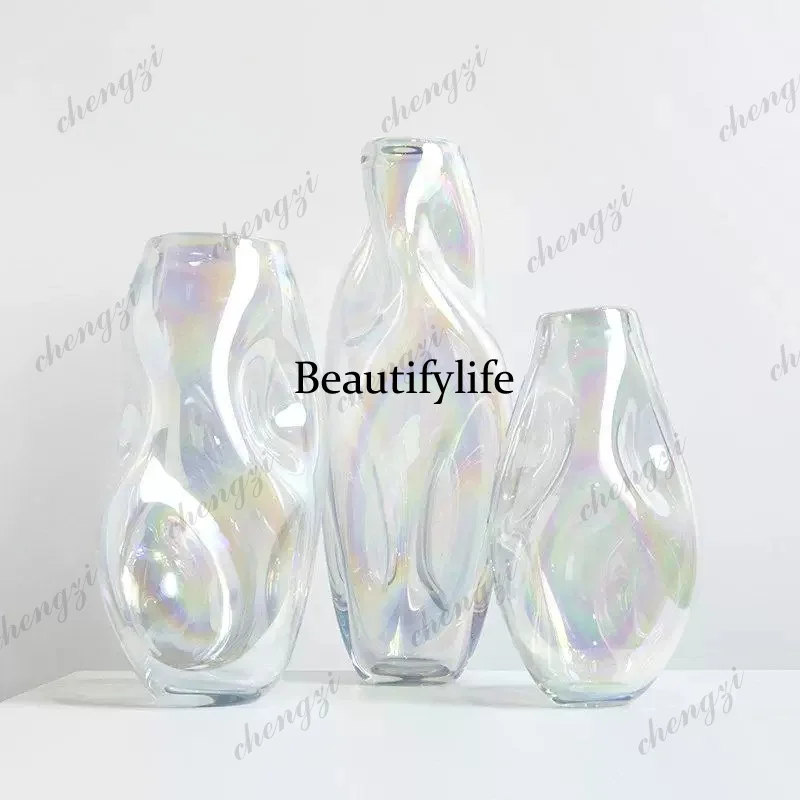 Light luxury multicolored glass vase hotel model room home living room bedroom decoration handicrafts