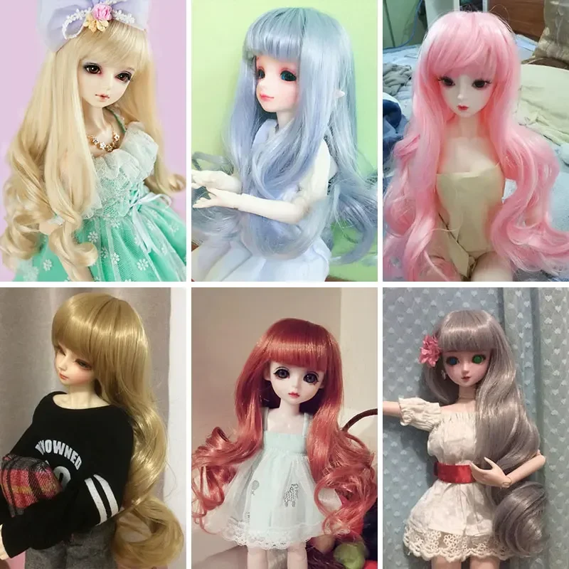 BJD SD wig high temperature fiber 1/4 1/6 1/3 1/8 1/12 flat bangs curly hair large roll Roman curls doll wig 24 colors