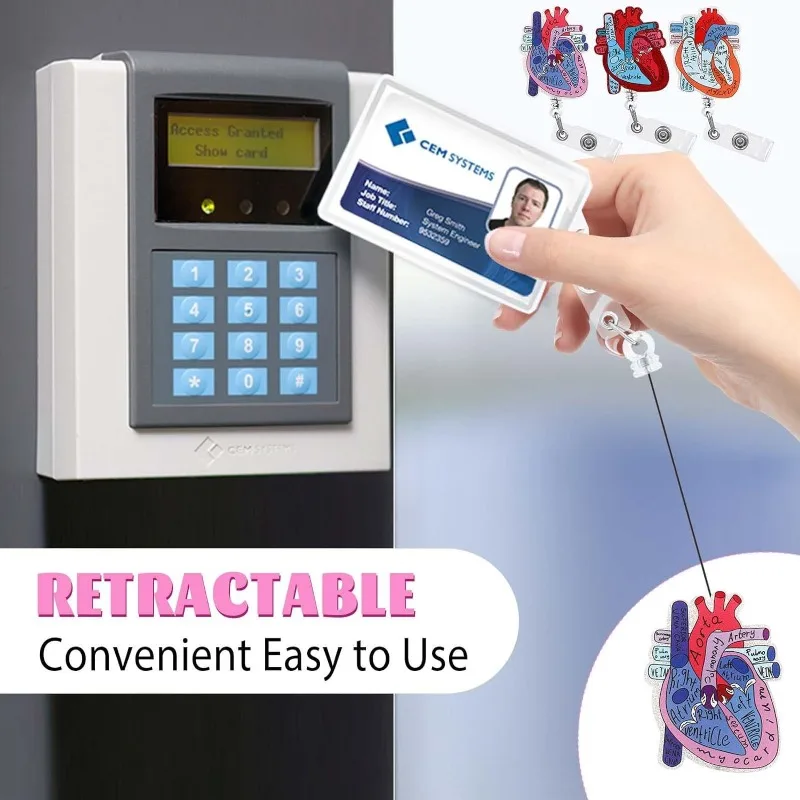 

ECG Heart Acrylic Badge Reel for Doctor Nurse Retractable Worker ID Card Name Tage Holder Clip for Women Men Office Supplies