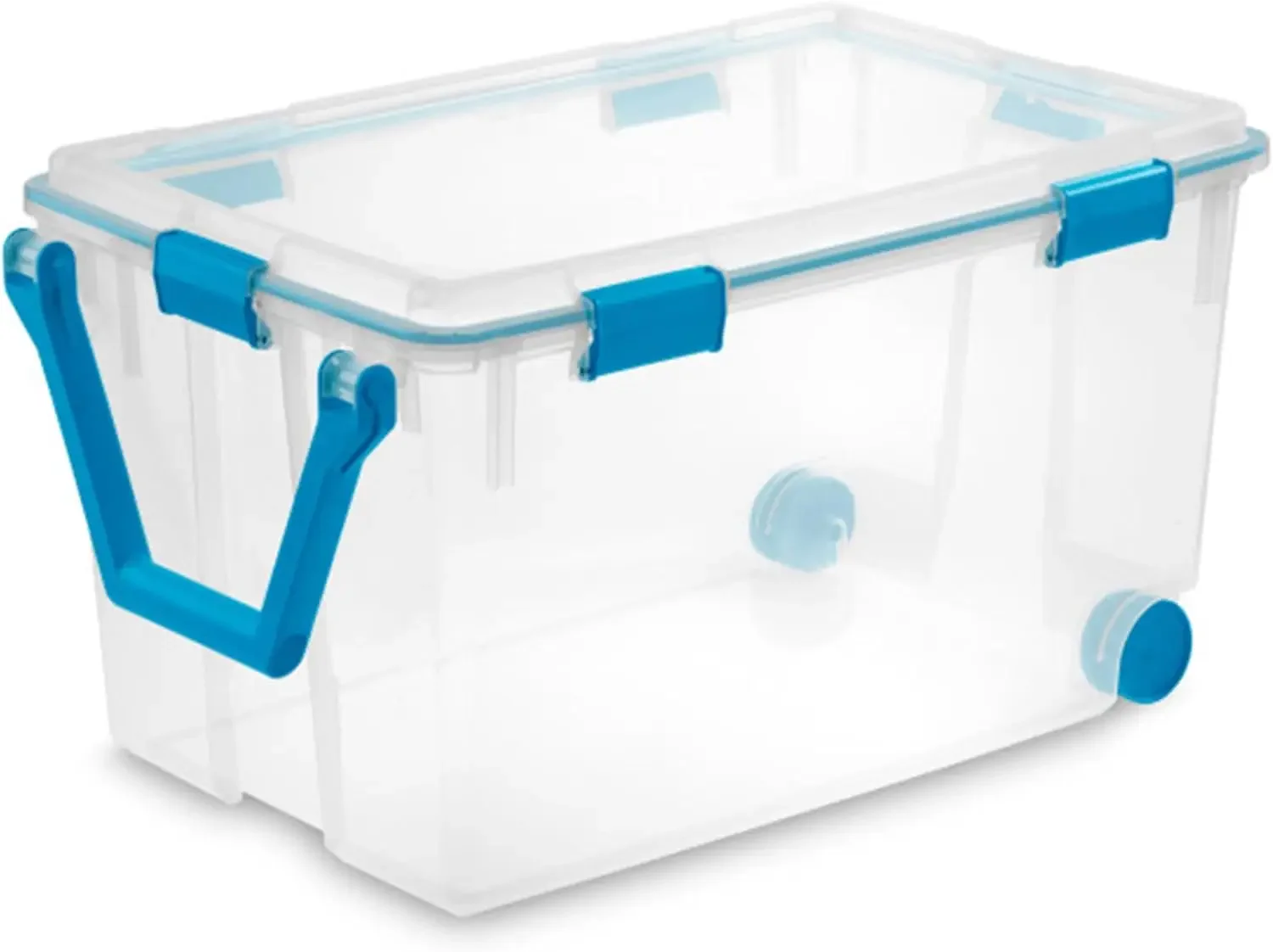 Wheeled Gasket Box Stackable Storage Bin with Latch Lid, 120 Qt (3 Pack)