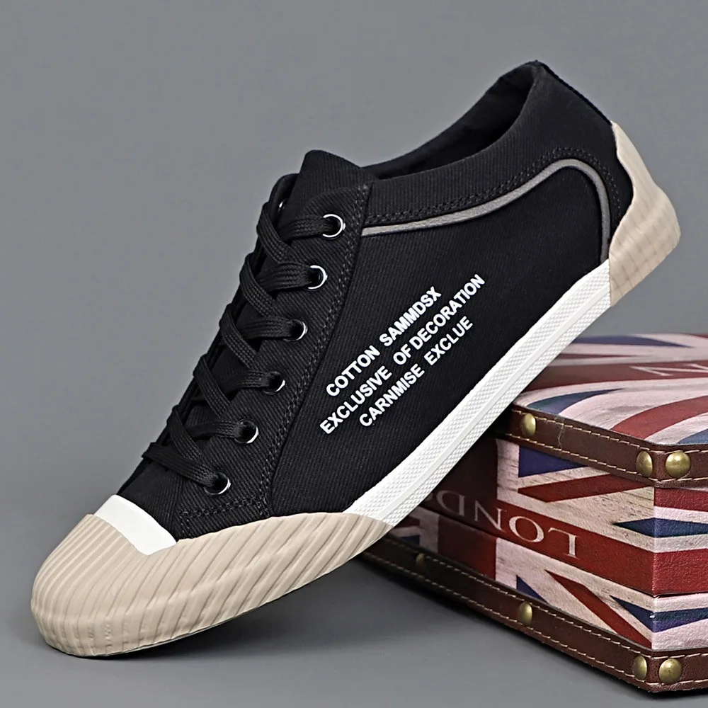 Zapatillas de lona vulcanizadas hombre con cordones, transpirables - imagen 3