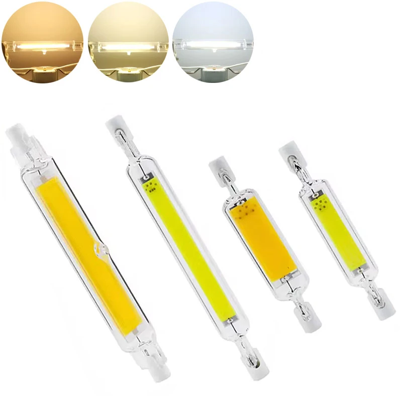 Pop Dimmable R7S Led Light Bulbs 10W Cob 78Mm 118Mm Bulb 110V 220V 240V Warm Tube Lamp Clear Glass Color Spotlight Ceiling Light