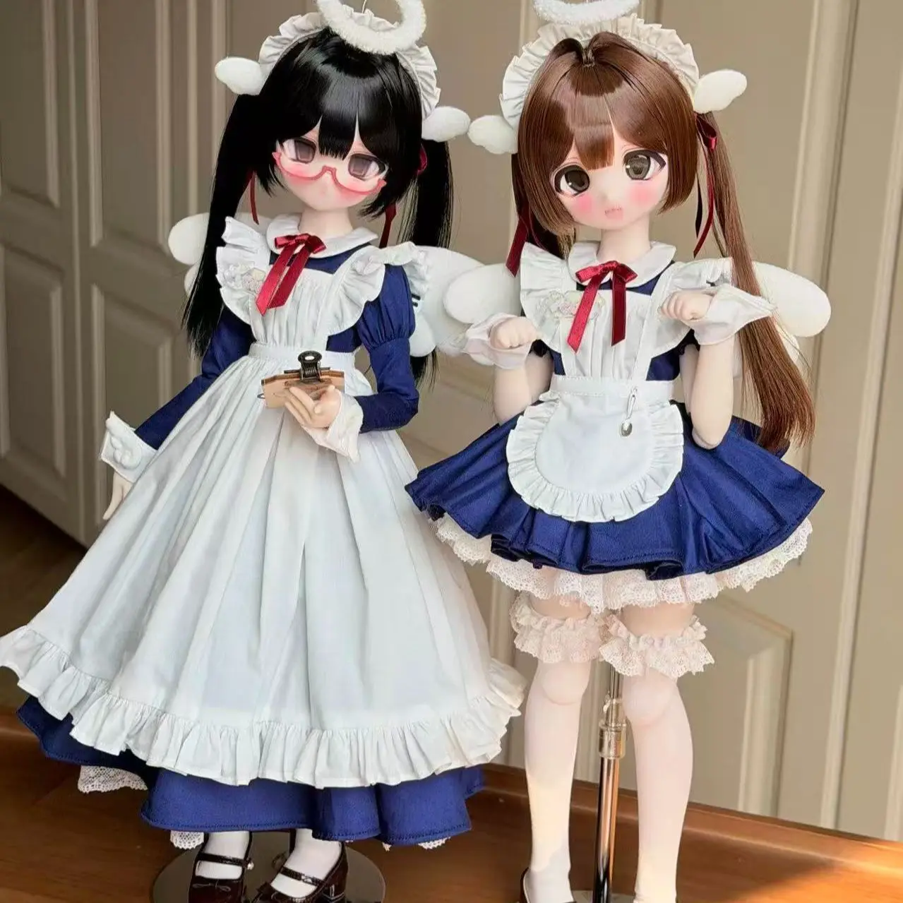 Cute Navy Blue Short Flared Maid Outfit Bjd Dolls Exquisite Costume Gift Choice for Collectors Who Own 1/4 45Cm Bjd Dolls