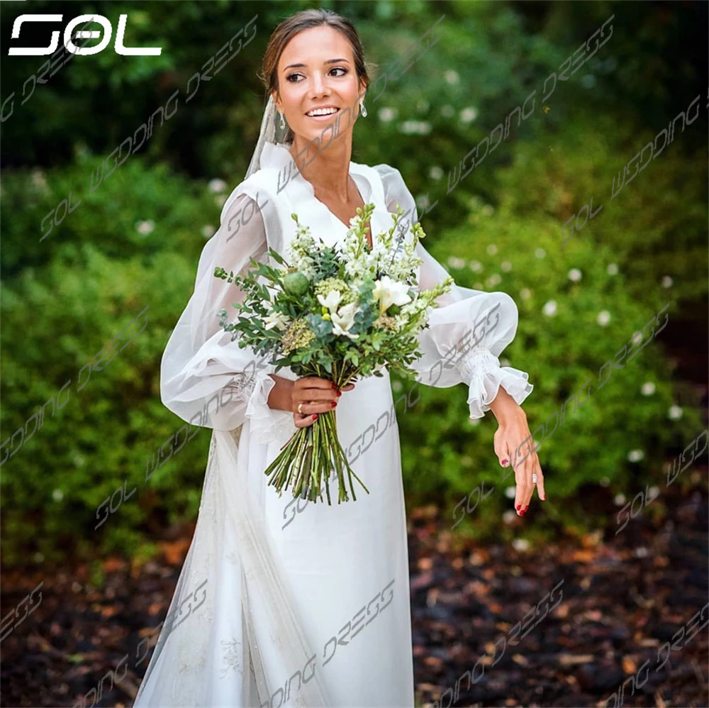 Vestido De Novia largo De tul con escote en V, traje De Novia con Espalda descubierta, corte sirena, estilo bohemio