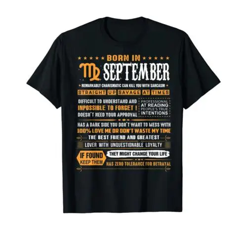 September Birthday Gifts - Born In September Virgo T-Shirt S-4XL