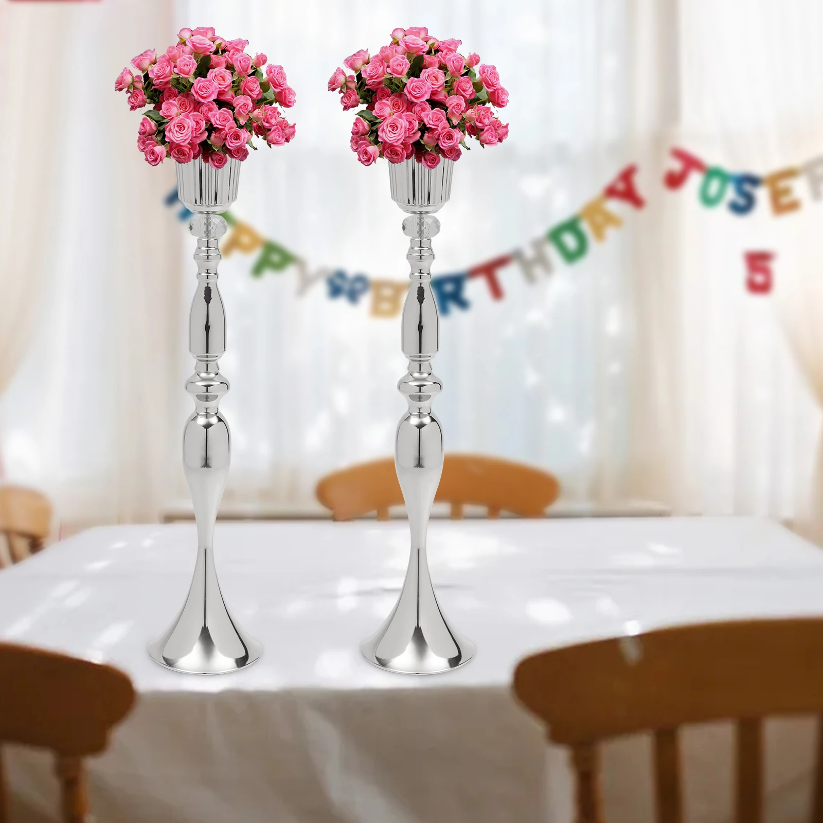 

2 Pcs Silver Vases for Wedding Centerpieces, 29.1in Tall Flower Vases for Dining Room Table