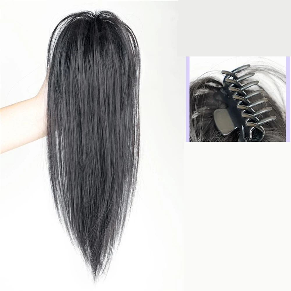 Straight Ponytail Extension Half Zha High Waterfall Horsetail Wig Girl Grab Clip Fountain High Fluffy Horsetail Natural Hai