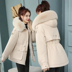 2025 New Winter Coat Women Warm Parkas Female Long Sleeve Tops Casual Cotton Coats Padded Jackets Fur Hooded Outerwear Female