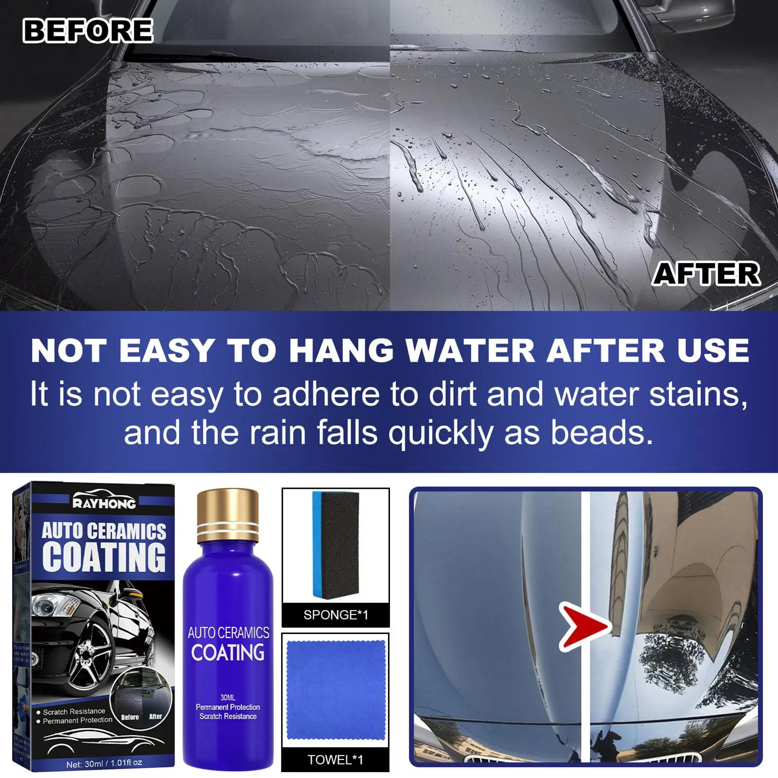 30ML 9H Car Liquid Ceramic Coat Super Hydrophobic Glass Coating Set Polysiloxane And Nano Materials Ceramics For Cars Prote F0L9
