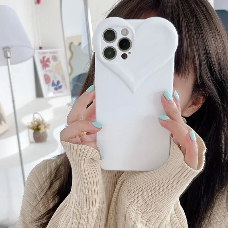 Love Heart Protect Lens Phone Cases For IPhone 16 Pro Max 15 14 13 12 11 Pro Xs XR 7 8 Plus SE2/SE3 TPU Shockproof Back Cover