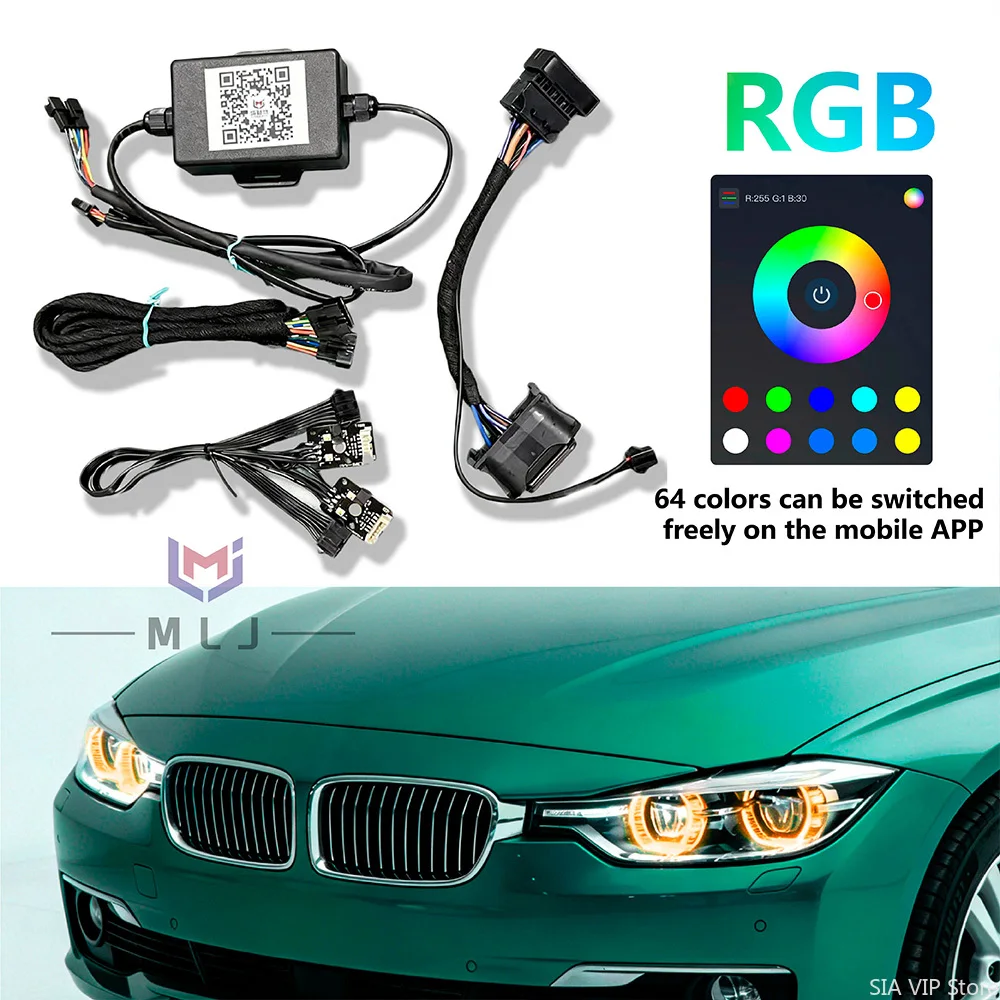 RGB 6311 7214 934 63117214934 For BMW 5 Series G30 G38 G31 G32 2018-2020 LOW-SPEC DRL Plug and Play Control by 64 Colors Phone