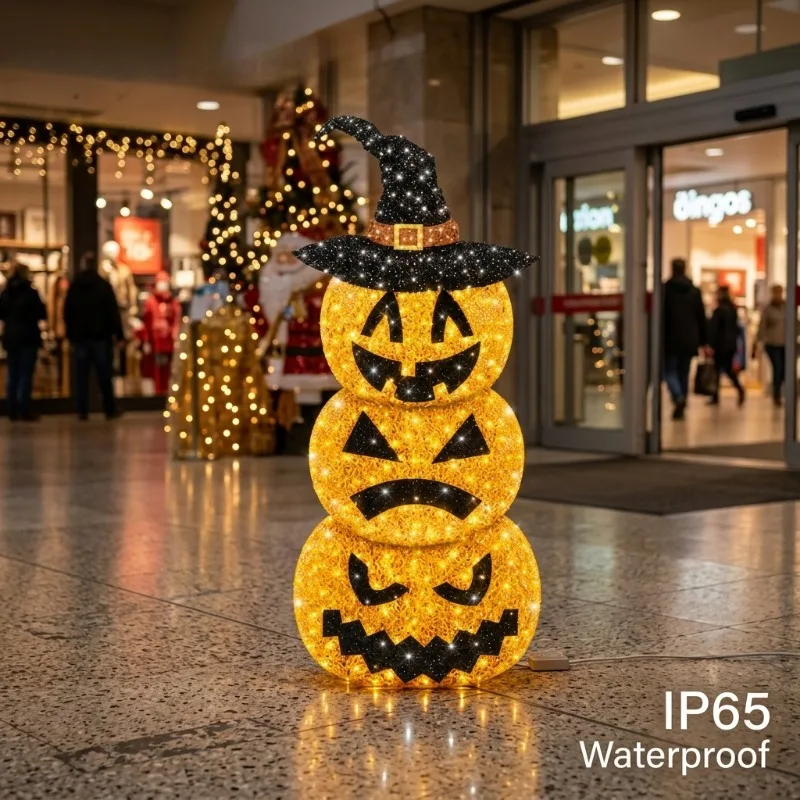 Witch Hat Pumpkin LED Pattern Light, Easy to Assemble, Suitable for Amusement Park Halloween Events, CE UL RoHS Certified