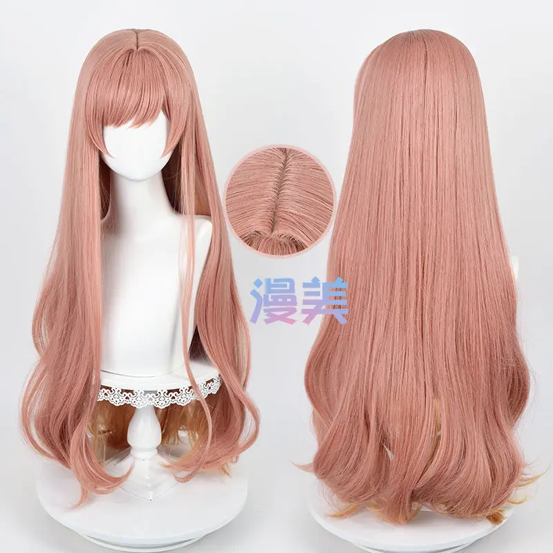 Peluca de Cosplay Rapi para mujer, pelucas sintéticas resistentes al calor de 85cm de largo, color naranja y rosa, con red de pelo sintético