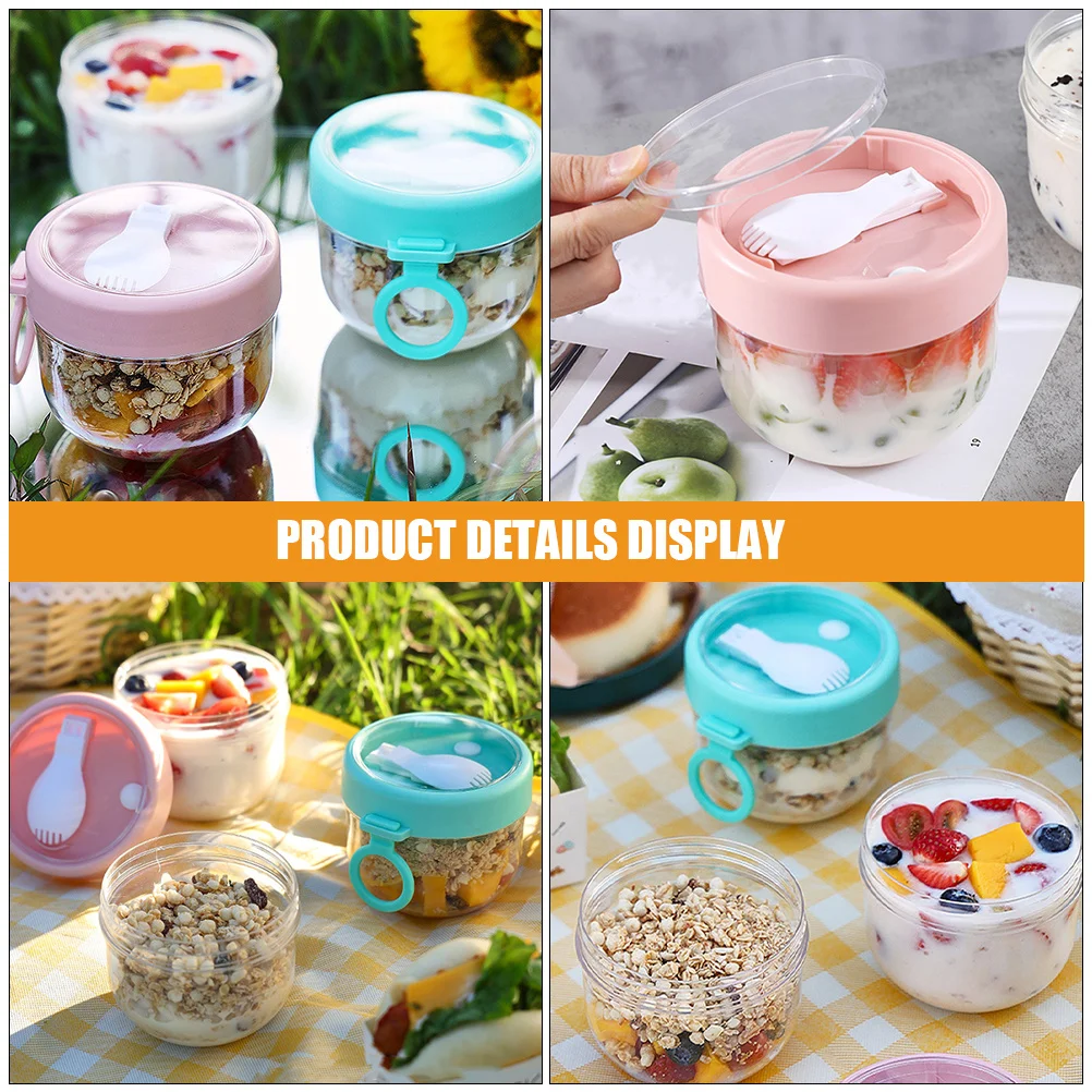 

3pcs Overnight Oats Jars With Lids Portable Cereal Storage Containers For Yogurt Milk Fruit Salad Meal Prep Transparent Jar Set